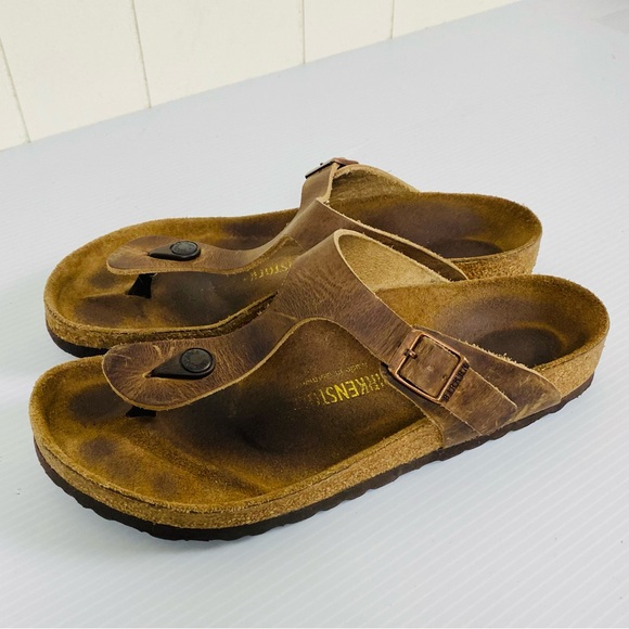 Birkenstock Gizeh Habana Oiled Leather Brown EU 40 or US 9.5 - Picture 2 of 11